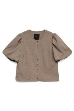 Top de manga abullonada