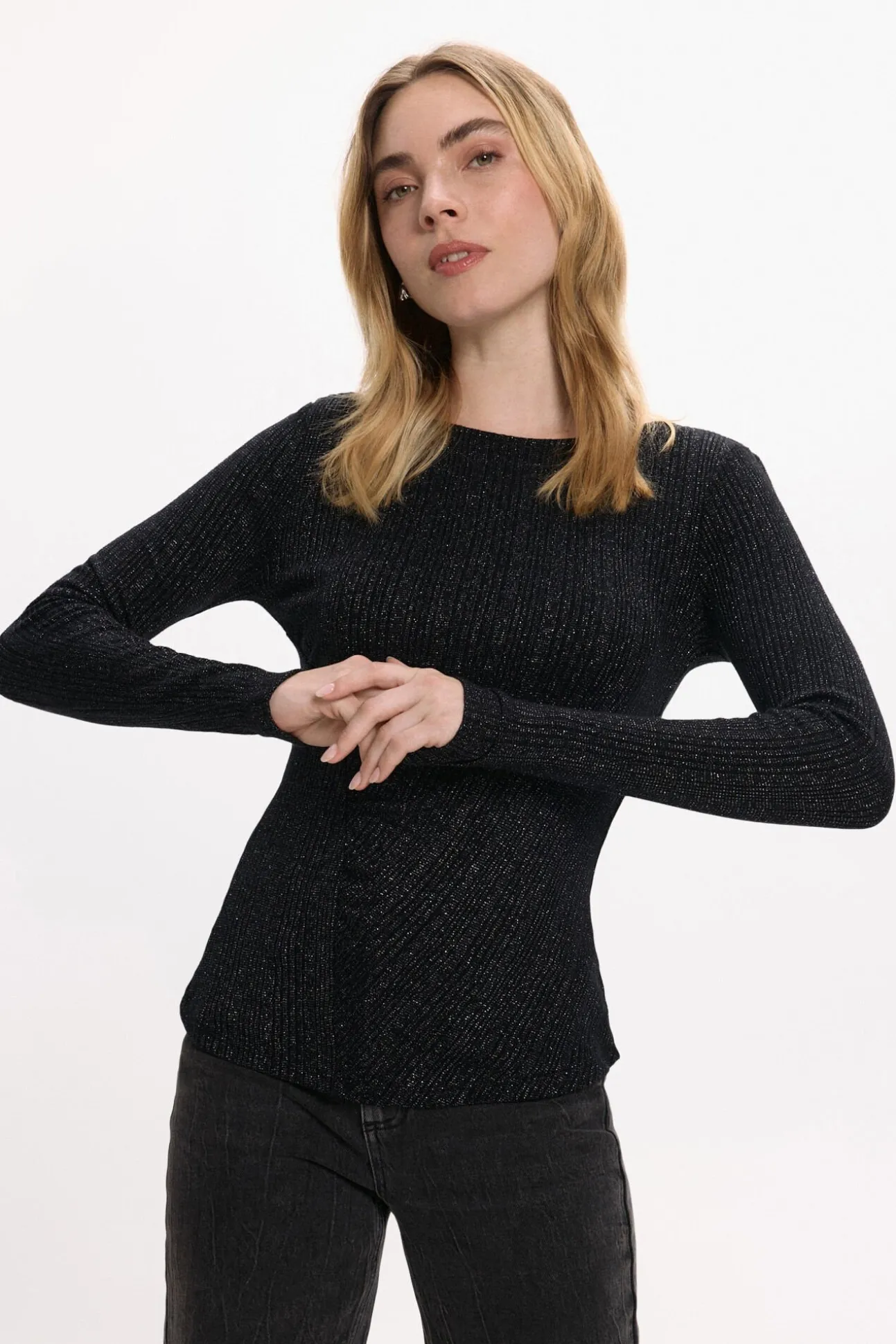 Top de manga larga con glitter