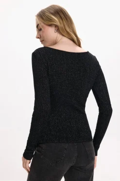 Top de manga larga con glitter