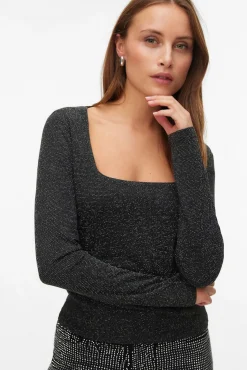 Top de manga larga escote cuadrado