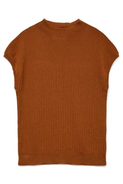 Top de manga sisa y cuello subido