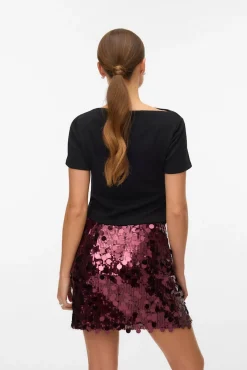 Top de mujer de manga corta asimétrico