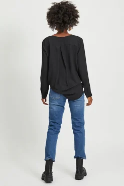 Top de mujer de manga larga con escote en pico