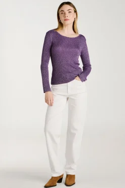 Top de punto reversible con lúrex