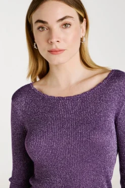 Top de punto reversible con lúrex