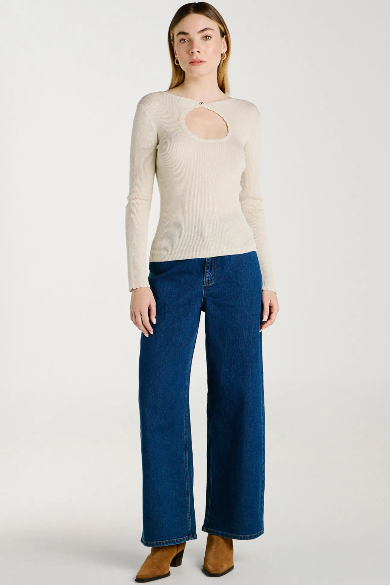 Top de punto reversible con lúrex