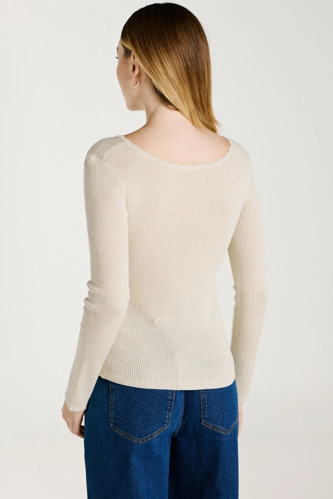 Top de punto reversible con lúrex