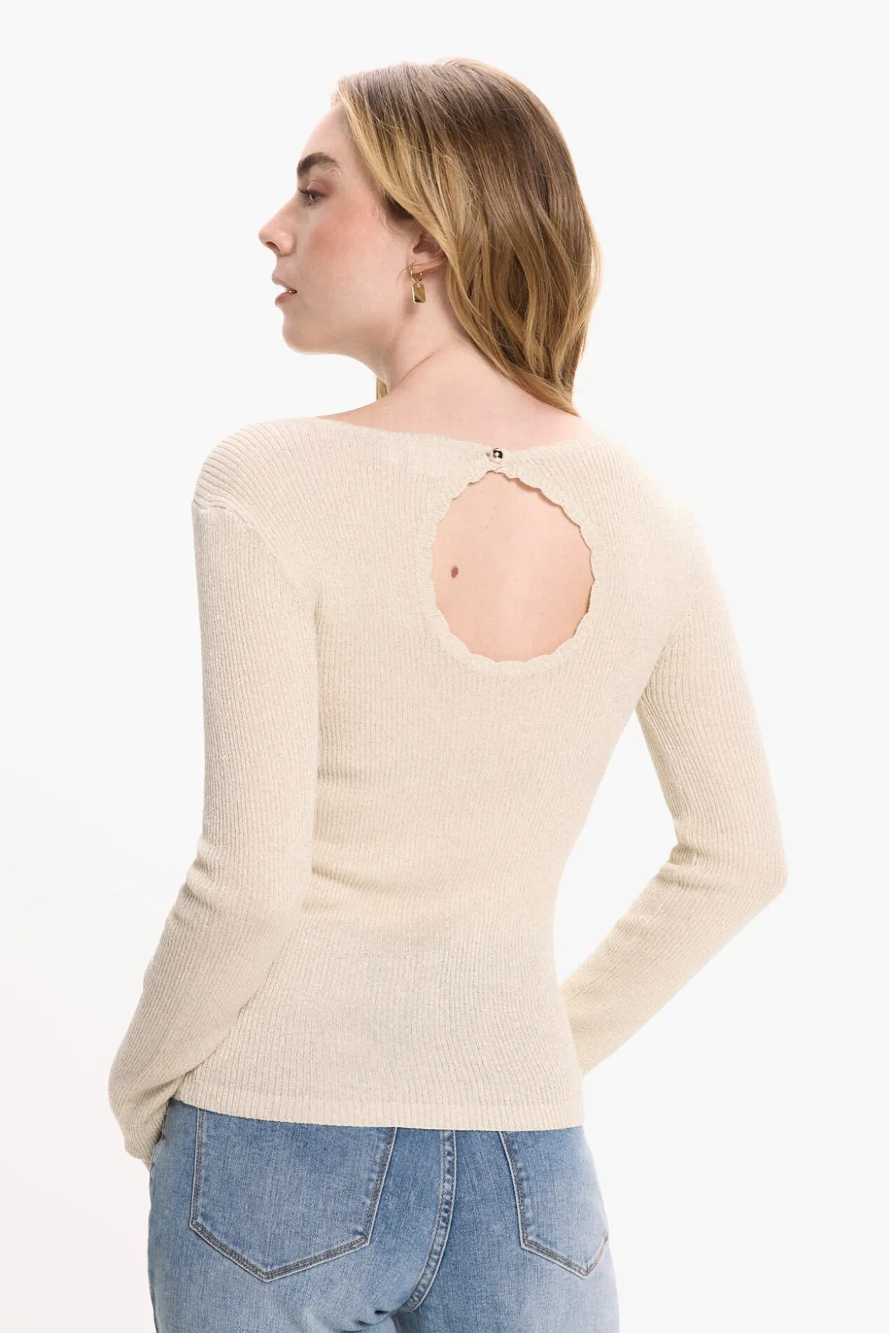 Top de punto reversible con lúrex