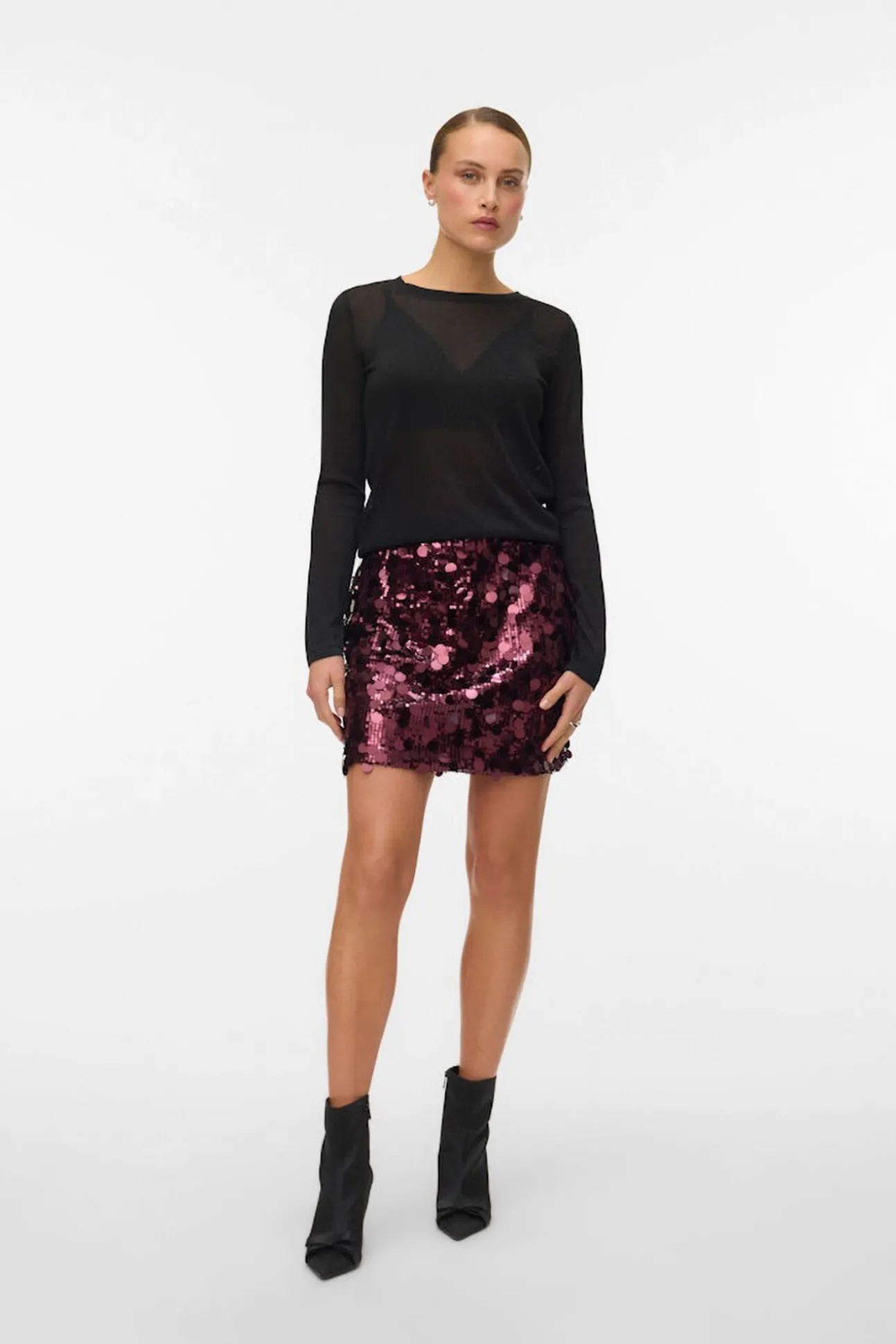 Top de punto tejido efecto metalizado