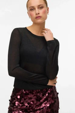 Top de punto tejido efecto metalizado