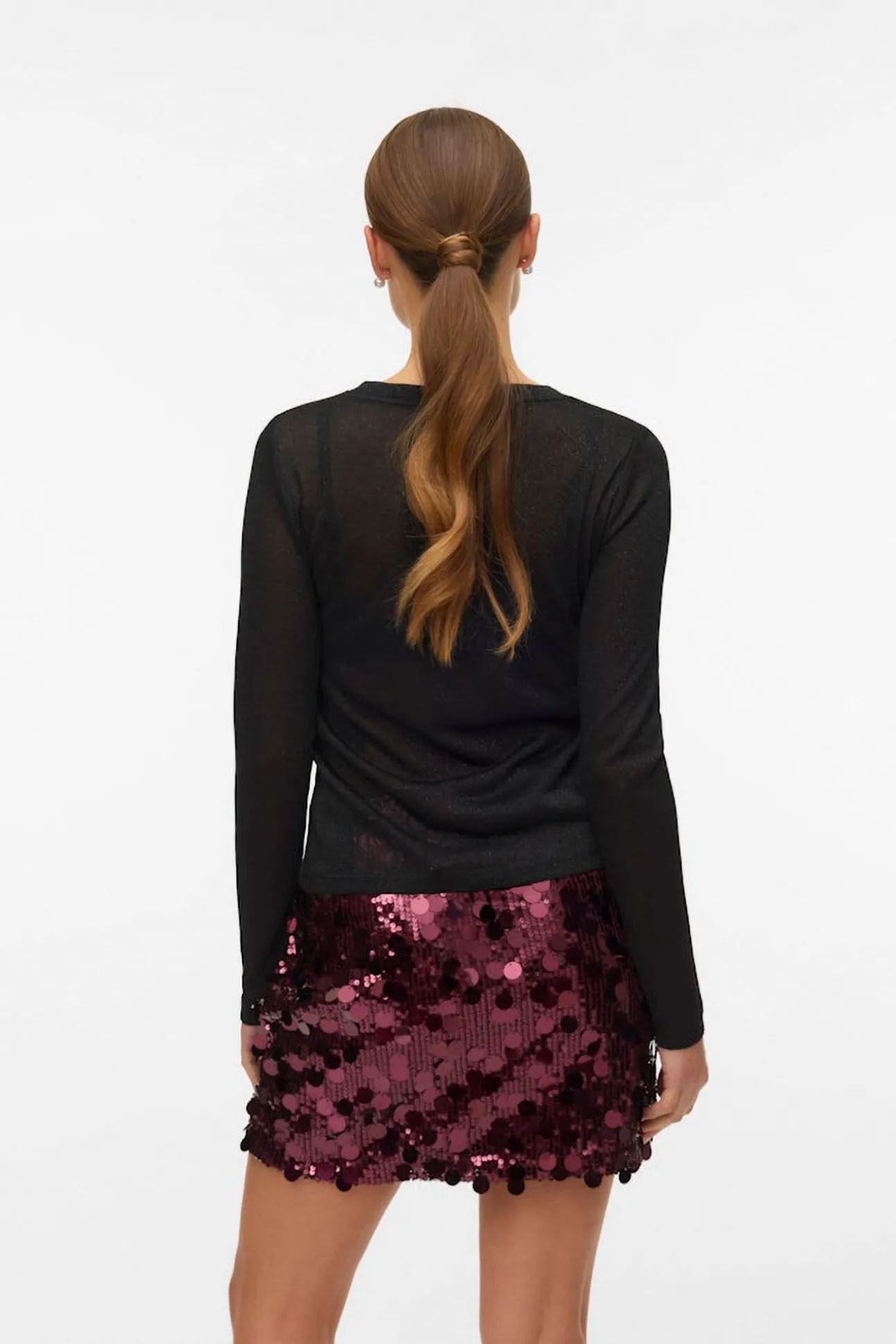 Top de punto tejido efecto metalizado