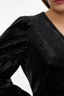 Top detalles brillantes talla grande