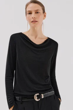 Top drapeado brillantes