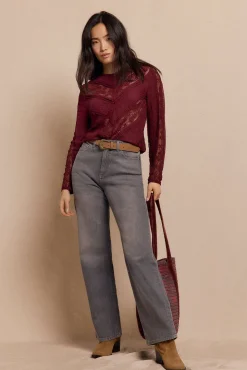 Top encaje combinado