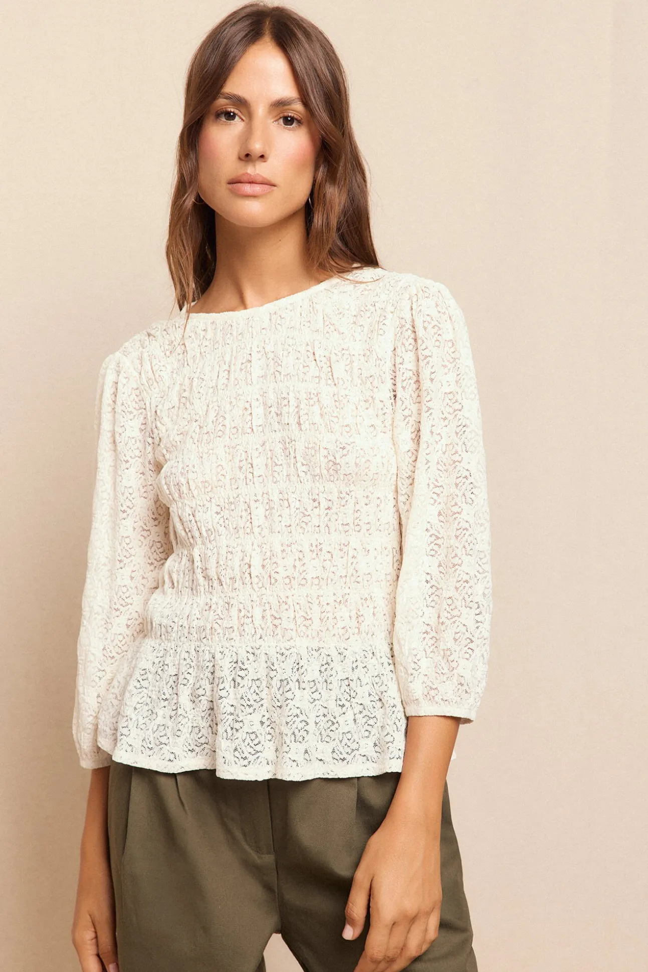 Top estampado fruncido