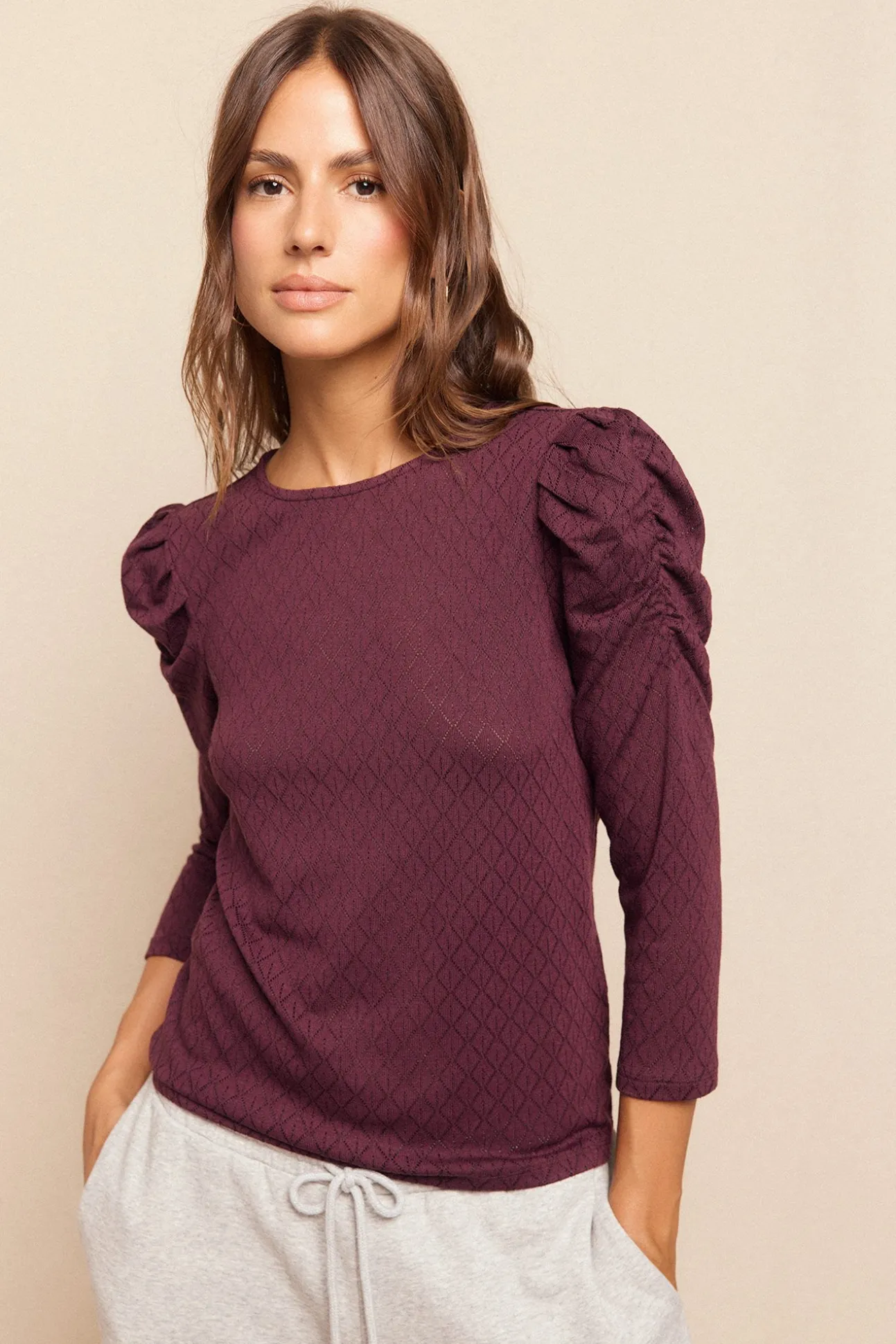 Top estructura manga abullonada