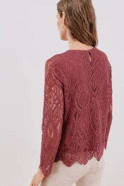 Top guipur manga larga