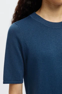 Top manga corta brillo