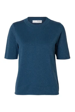 Top manga corta brillo