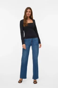 Top manga larga escote cuadrado