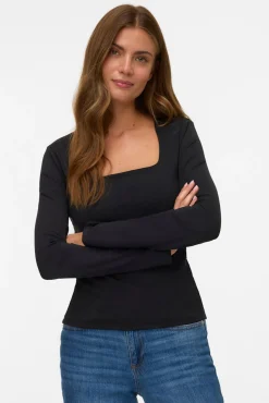 Top manga larga escote cuadrado