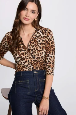 Top manga larga estampado