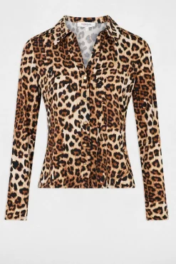 Top manga larga estampado