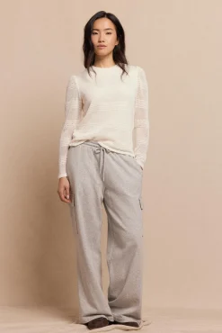 Top manga larga estructura rústica