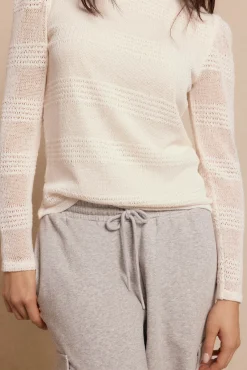 Top manga larga estructura rústica