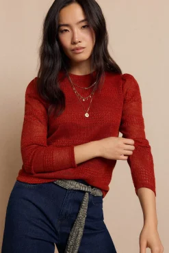 Top manga larga estructura rústica