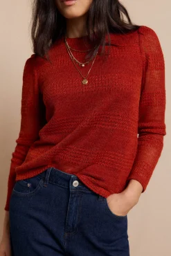 Top manga larga estructura rústica