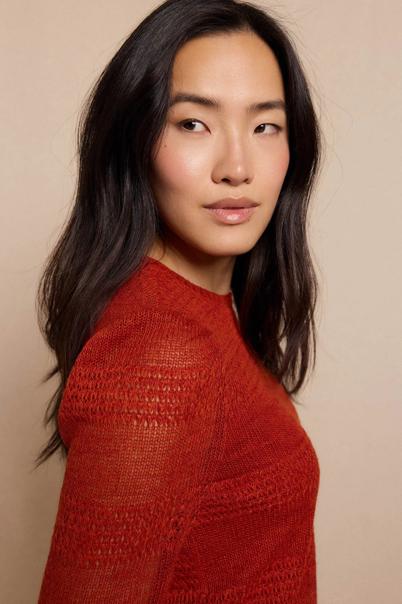 Top manga larga estructura rústica