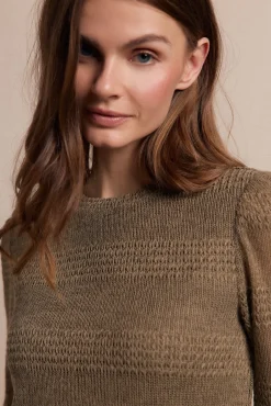 Top manga larga estructura rústica