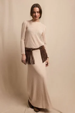 Top manga larga estructura rústica