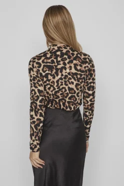 Top manga larga leopardo