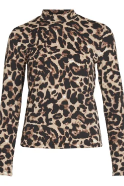 Top manga larga leopardo