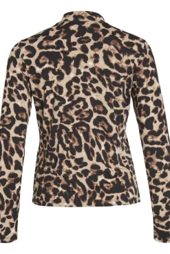 Top manga larga leopardo