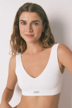 Top sin costuras LOVELY canalé blanco