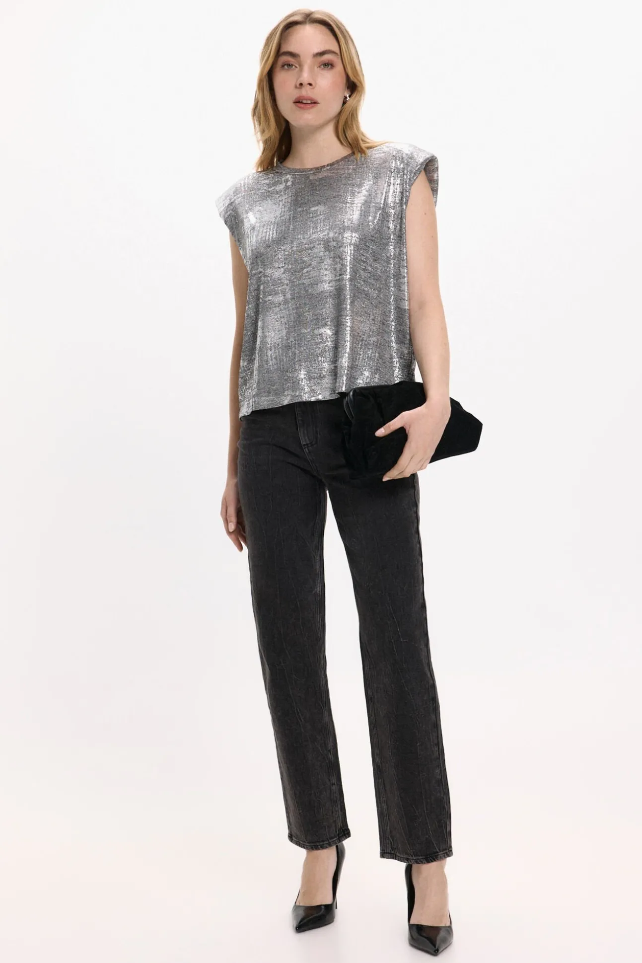 Top sin mangas metalizado