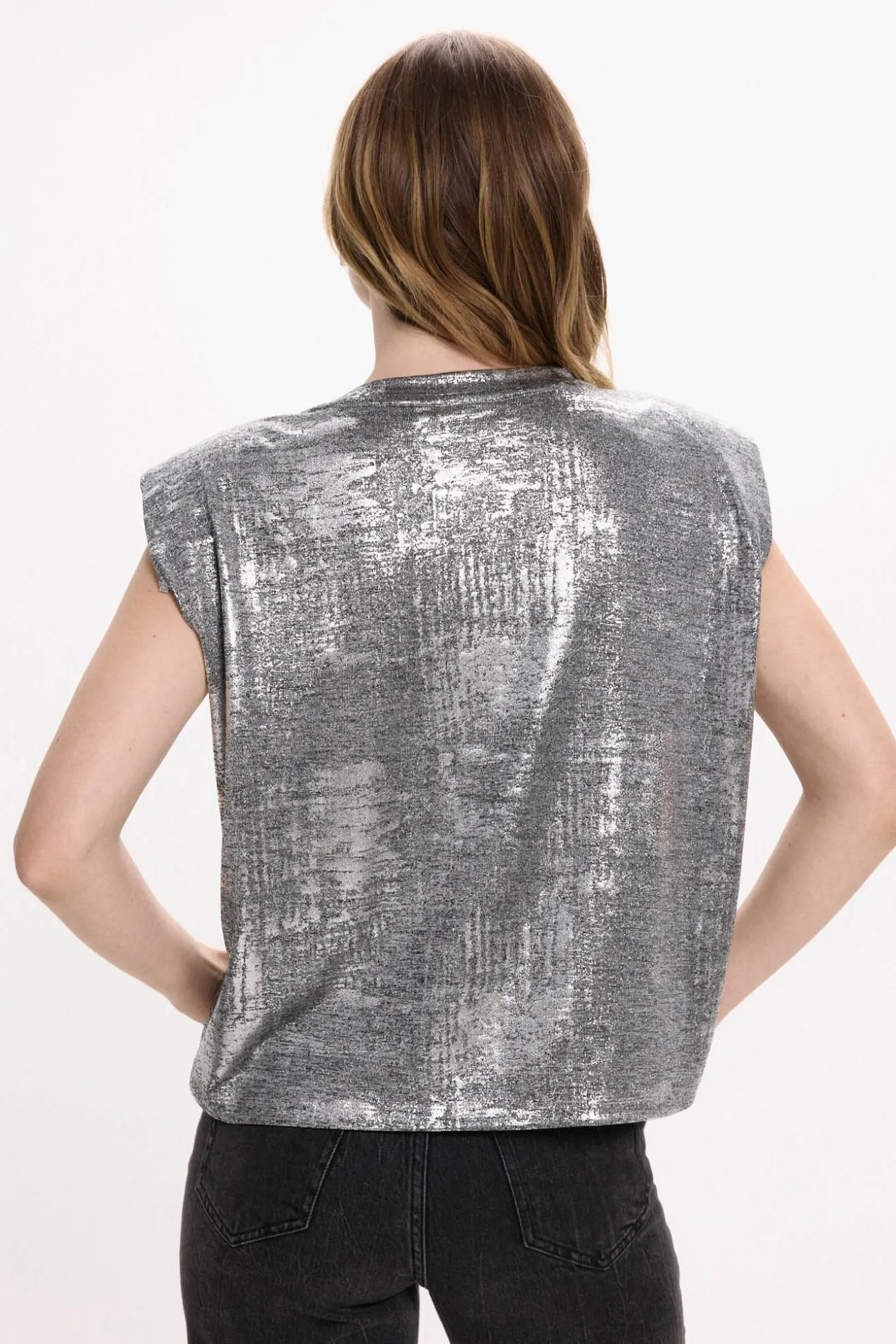 Top sin mangas metalizado