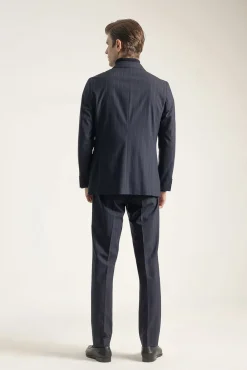 Traje cruzado raya diplomática marino