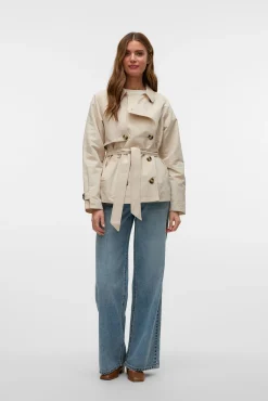 Trench corto de manga larga