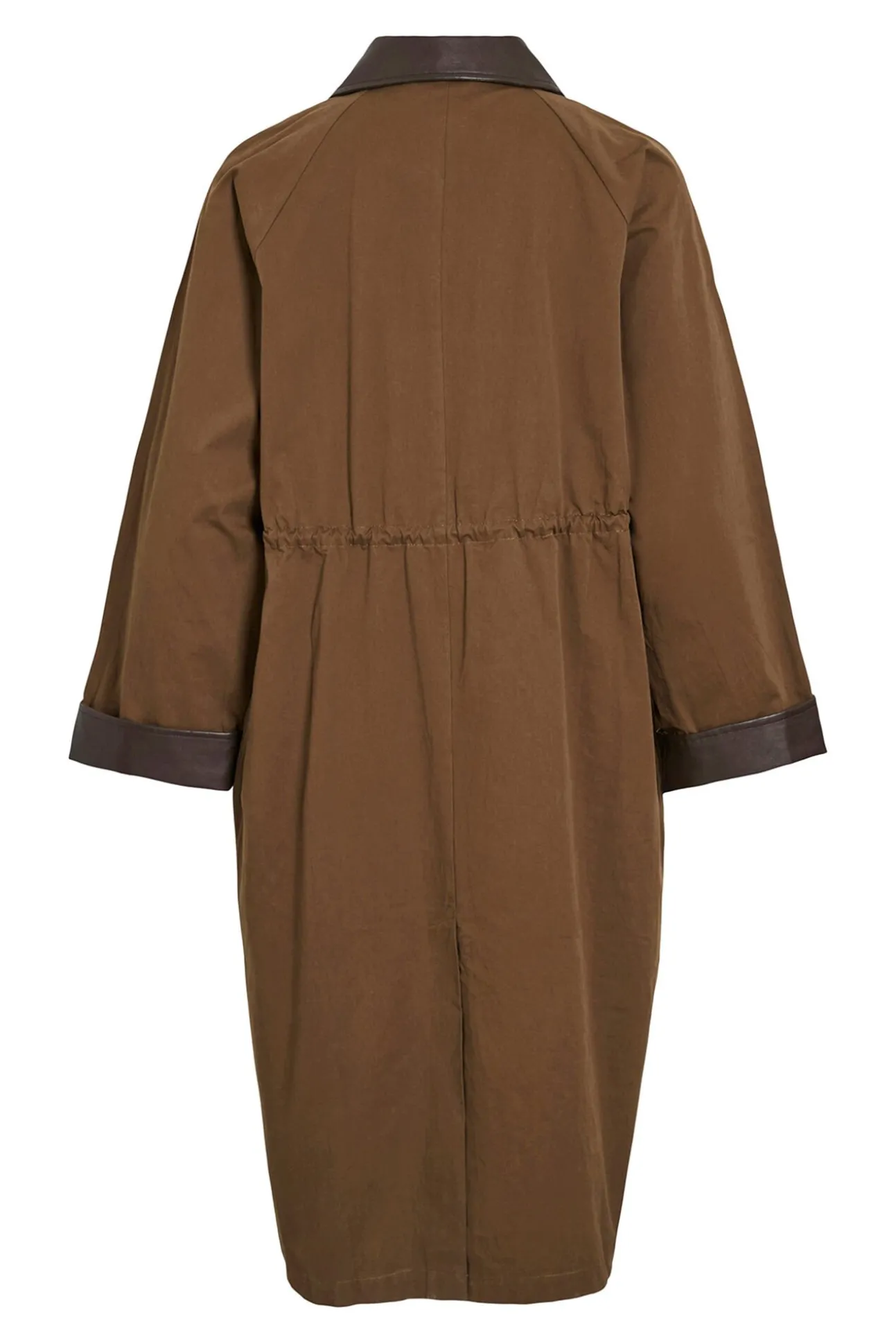 Trench largo con cuello y puños de polipiel