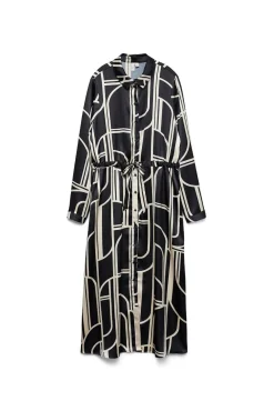 Vestido 7/8 camisero satinado