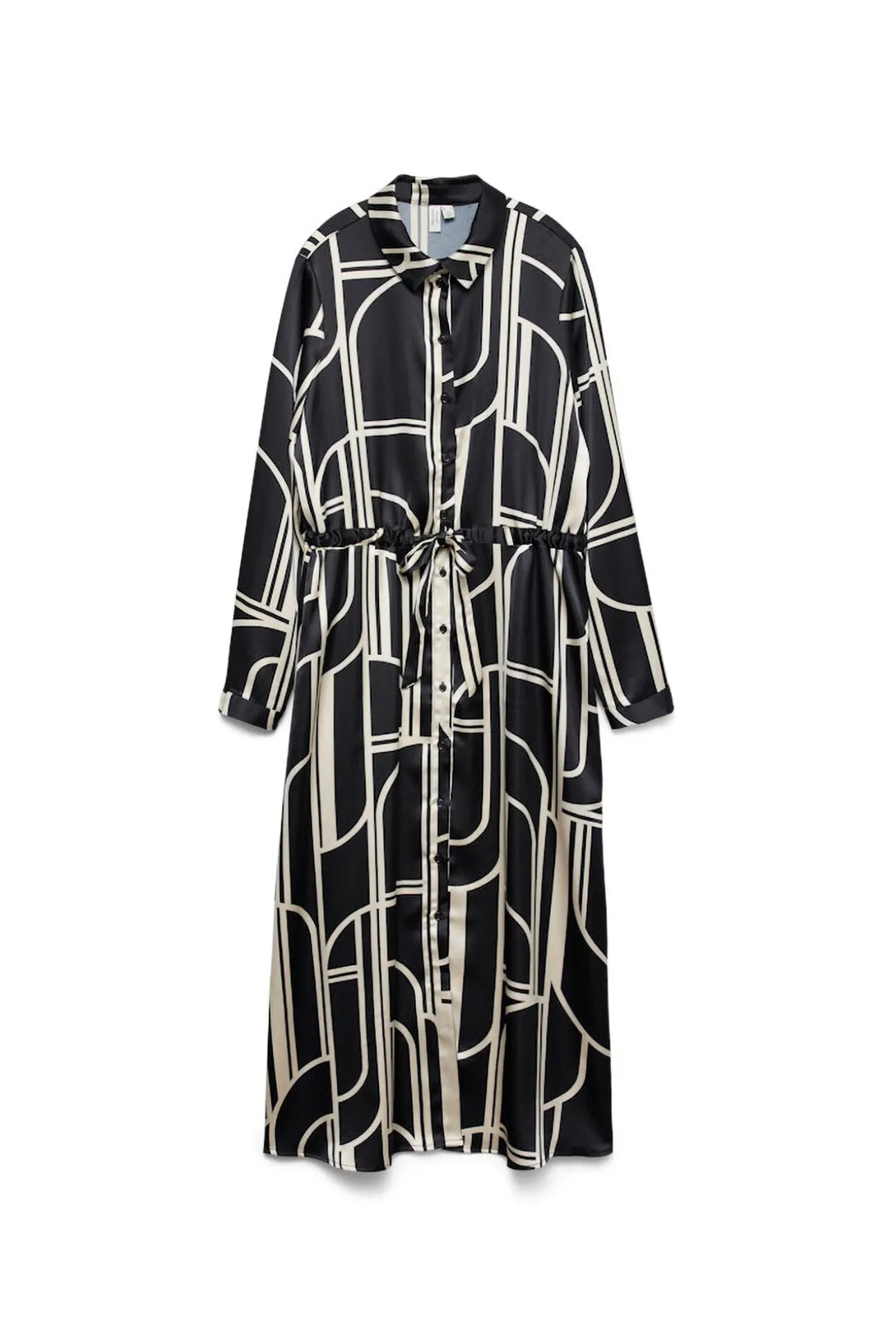 Vestido 7/8 camisero satinado