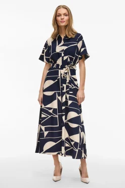 Vestido camisero anudado midi