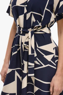 Vestido camisero anudado midi