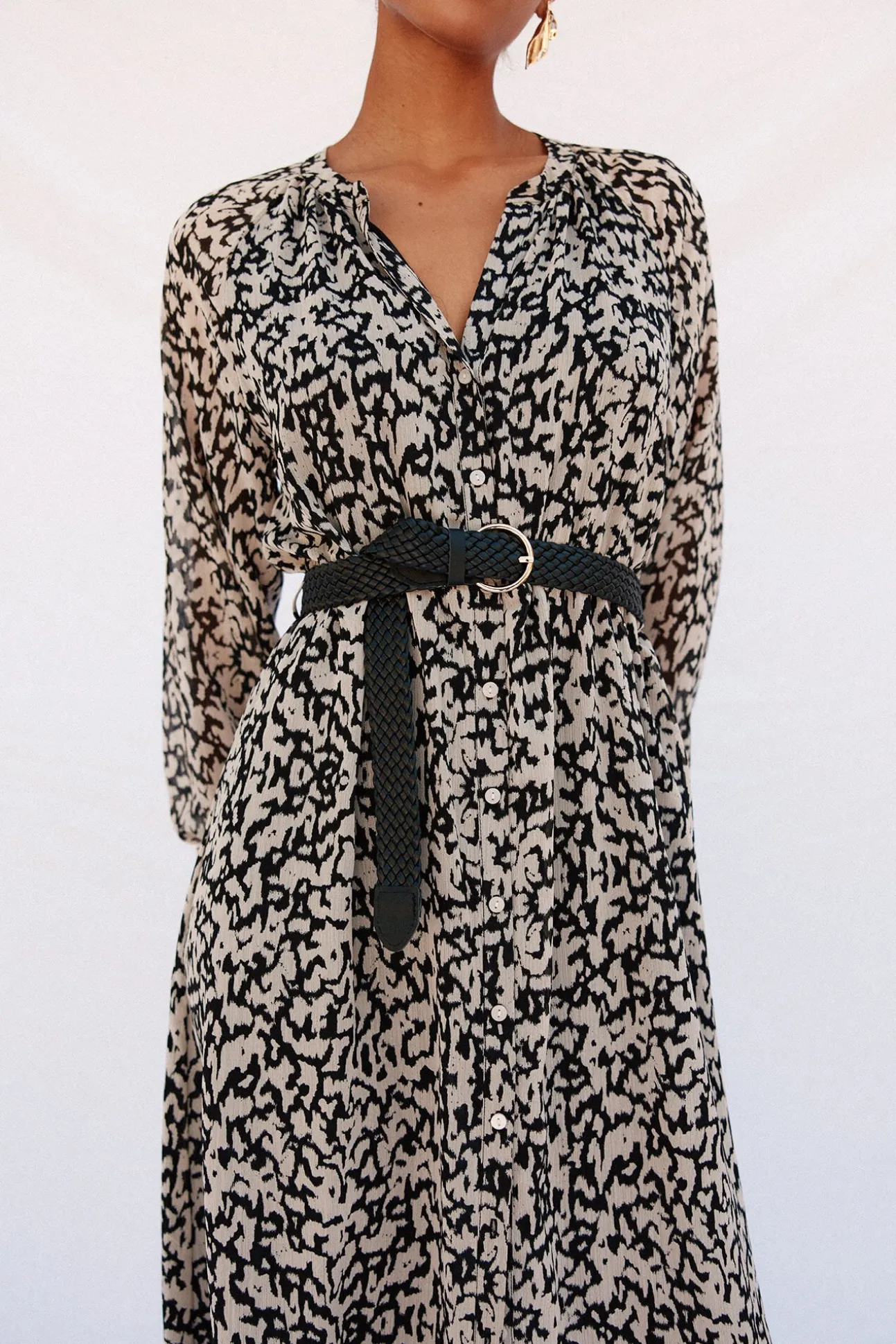 Vestido camisero estampado cinturón