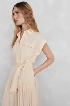 Vestido camisero sin mangas largo midi