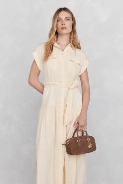 Vestido camisero sin mangas largo midi